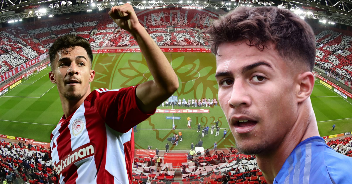 Ο Μπάμπης Κωστούλας πανηγυρίζει το γκολ του απέναντι στον Παναθηναϊκό, γράφοντας ιστορία με τον Ολυμπιακό σε ηλικία μόλις 17 ετών.