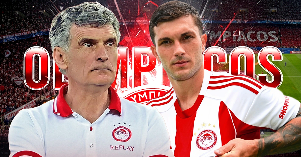 Ο Γκάμπριελ Στρεφέτσα με φανέλα του Ολυμπιακού μπροστά σε κατάμεστο Καραϊσκάκη