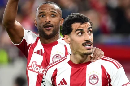 Οι παίκτες του Ολυμπιακού σε αγώνα του Champions League.