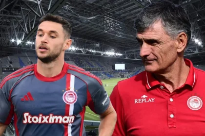 Μεντιλίμπαρ και Γιάρεμτσουκ με φόντο το γήπεδο της Αστάνα