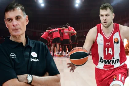 Οι παίκτες του Ολυμπιακού στο ΣΕΦ πριν απο παιχνίδι για την Euroleague