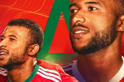 Ο Αγιούμπ Ελ Καμπί πανηγυρίζει έξαλλα ένα γκολ με τη φανέλα του Μαρόκου