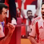 aleksandar olympiacos volley celebration