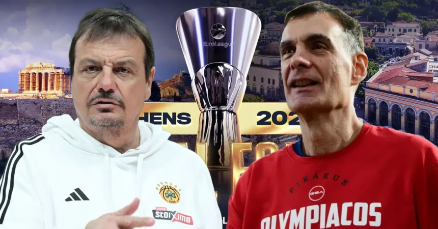 Αταμάν και Μπαρτζώκας με φόντο το τρόπαιο της EuroLeague - Ανάλυση Figurei8ht