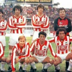 Η ενδεκάδα του Ολυμπιακού τη σεζόν 1982-83 στο Καραϊσκάκη: Όρθιοι οι Τόγιας, Αναστόπουλος, Παπαδόπουλος, Μητρόπουλος, Πουπάκης, Βαμβακούλας. Κάτω οι Κοκολάκης, Γούναρης, Κουσουλάκης, Αργυρούλης, Εσταβίλιο.