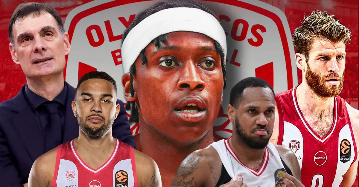 Ο Γιώργος Μπαρτζώκας και οι point guards του Ολυμπιακού Γουόκαπ, Νιλικίνα, Τζόσεφ και Μόρις