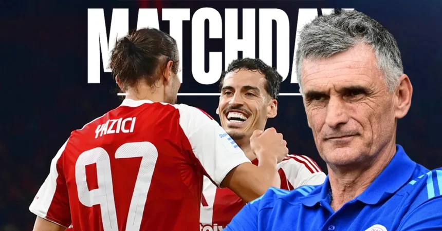 Ο προπονητής του Ολυμπιακού Χοσέ Λουίς Μεντιλίμπαρ και ο Γιουσούφ Γιαζιτσί πριν το ματς με τον Πανσερραϊκό