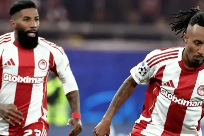 Ροντινει και Ζελσον Μαρτινς σε αγώνα του Ολυμπιακου στο Champions League