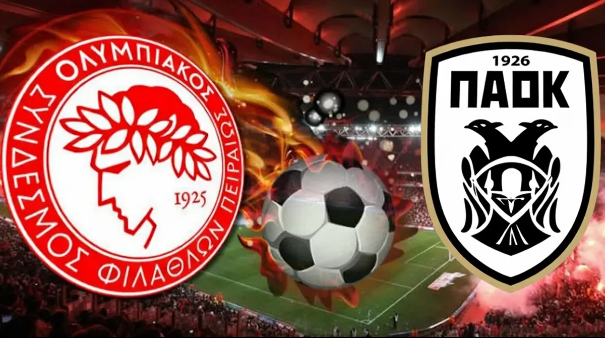 Γραφικό για την τηλεοπτική μετάδοση του ντέρμπι Ολυμπιακός - ΠΑΟΚ για τη Super League στο Στάδιο Καραϊσκάκη