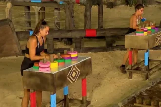 Παίκτριες των Αθηναίων και των Επαρχιωτών αγωνίζονται σε βραδινό στίβο μάχης με παζλ στο Survivor