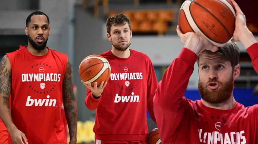 Μοντε Μορις, Σασα Βεζενκοφ και Τομας Γουοκαπ σε κολαζ απο την προπονηση