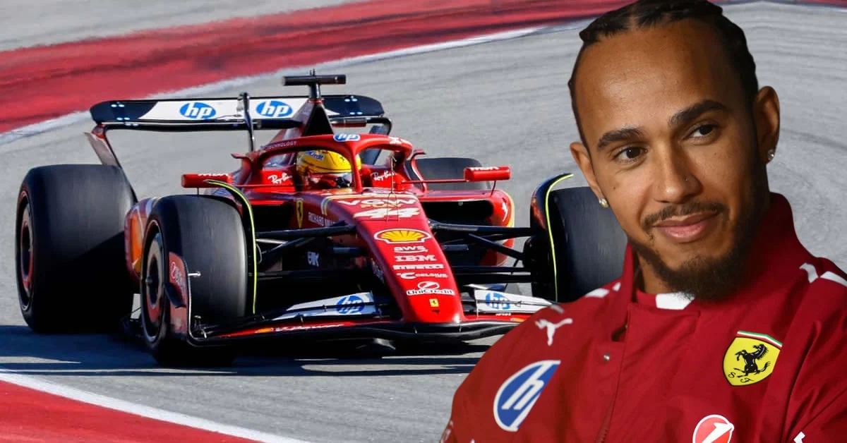 Το κόκκινο μονοθέσιο της Ferrari "μάχεται" ρόδα με ρόδα με τη Mercedes σε αγώνα του παγκοσμίου πρωταθλήματος της Formula 1.