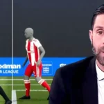 Ο πρώην διαιτητής Ηλίας Σπάθας αναλύει το επίμαχο ακυρωθέν γκολ του Ολυμπιακού σε αθλητική τηλεοπτική εκπομπή.