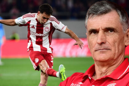 Ο Σαντιάγκο Έσε σε φάση απο την ήττα του Ολυμπιακού από την ΑΕΚ στο στάδιο Γεώργιος Καραϊσκάκης.