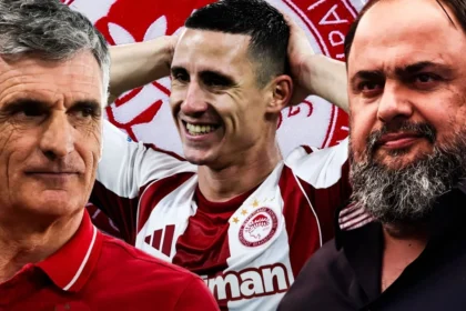 Ο Χοσέ Λουίς Μεντιλίμπαρ με έντονο ύφος δίνει οδηγίες στους παίκτες του Ολυμπιακού, λίγο πριν το μεγάλο ντέρμπι με τον Παναθηναϊκό.