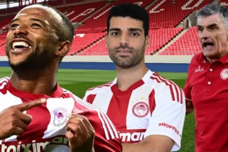 Ο προπονητής του Ολυμπιακού Χοσέ Λουίς Μεντιλίμπαρ καταστρώνει τα επιθετικά του πλάνα στην προπόνηση ενόψει του ντέρμπι με την ΑΕΚ.