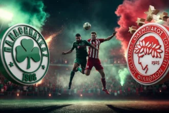 γραφικό για το μεγάλο ντέρμπι της Super League μεταξύ Παναθηναϊκού και Ολυμπιακού