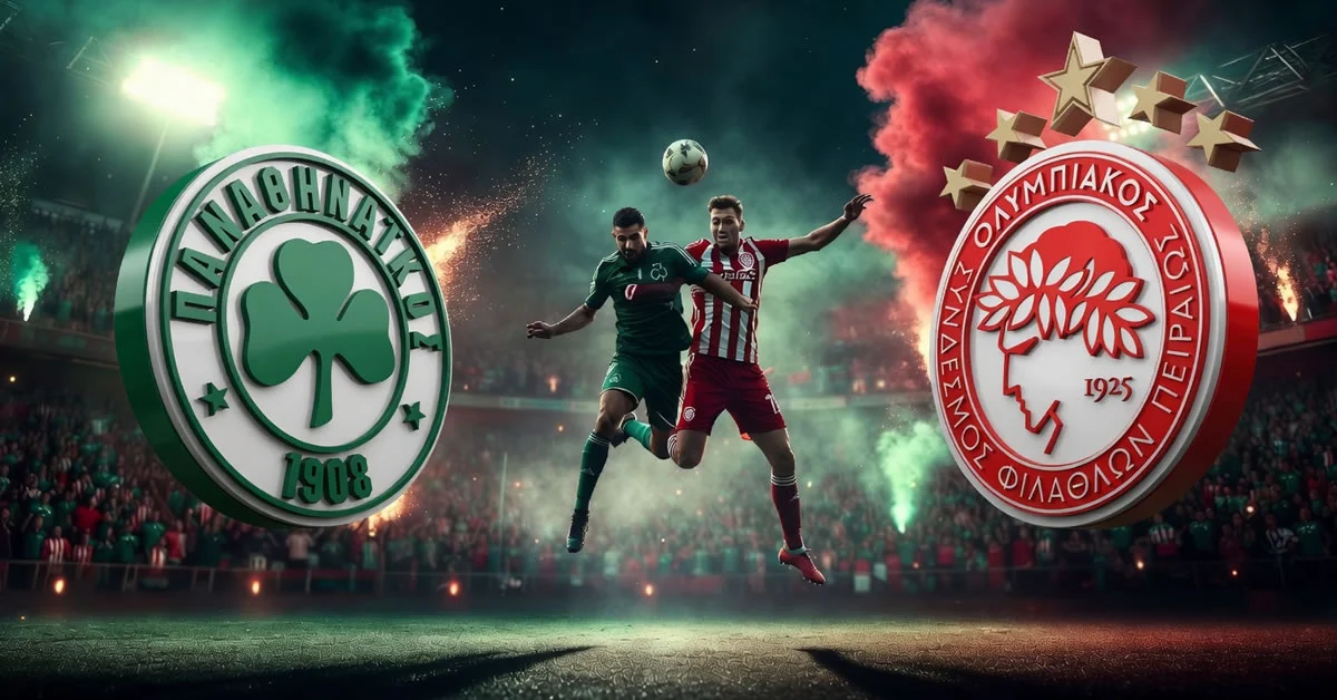 γραφικό για το μεγάλο ντέρμπι της Super League μεταξύ Παναθηναϊκού και Ολυμπιακού
