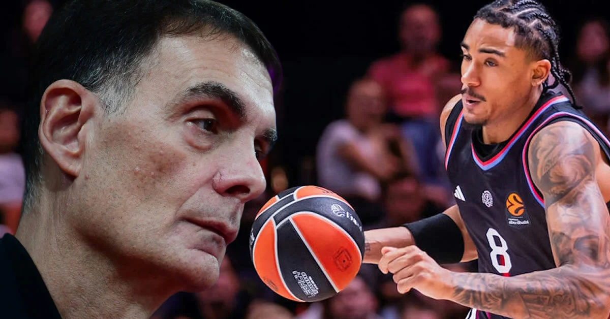 Ο Αμερικανός γκαρντ Ρόντεν σε αγωνιστική δράση με τη φανέλα της Παρί υπο το βλέμμα του Γιώργου Μπαρτζώκα