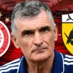 Ο προπονητής του Ολυμπιακού, Χοσέ Λουίς Μεντιλίμπαρ, με προβληματισμένο ύφος δίνει οδηγίες στους παίκτες του πριν την έναρξη των κρίσιμων αγώνων στα playoffs.