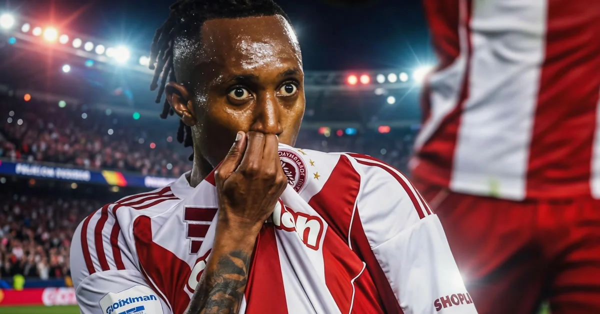 Οι παίκτες του Ολυμπιακού πανηγυρίζουν το γκολ του Ζέλσον Μαρτίνς στο ντέρμπι με τον Παναθηναϊκό στη Λεωφόρο.