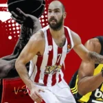 Ο Βασίλης Σπανούλης σε στιγμιότυπο από αγώνα της Euroleague, στο επίκεντρο της ειρωνικής κριτικής του Έρικ ΜακΚόλουμ σε σχέση με τον Κέντρικ Ναν.