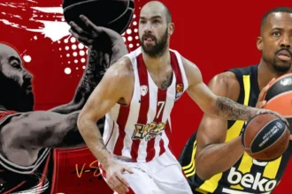 Ο Βασίλης Σπανούλης σε στιγμιότυπο από αγώνα της Euroleague, στο επίκεντρο της ειρωνικής κριτικής του Έρικ ΜακΚόλουμ σε σχέση με τον Κέντρικ Ναν.