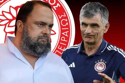 Ο Βαγγέλης Μαρινάκης και ο Χοσέ Λουίς Μεντιλίμπαρ σε συνάντηση, συζητούν για τον μεταγραφικό σχεδιασμό του Ολυμπιακού.