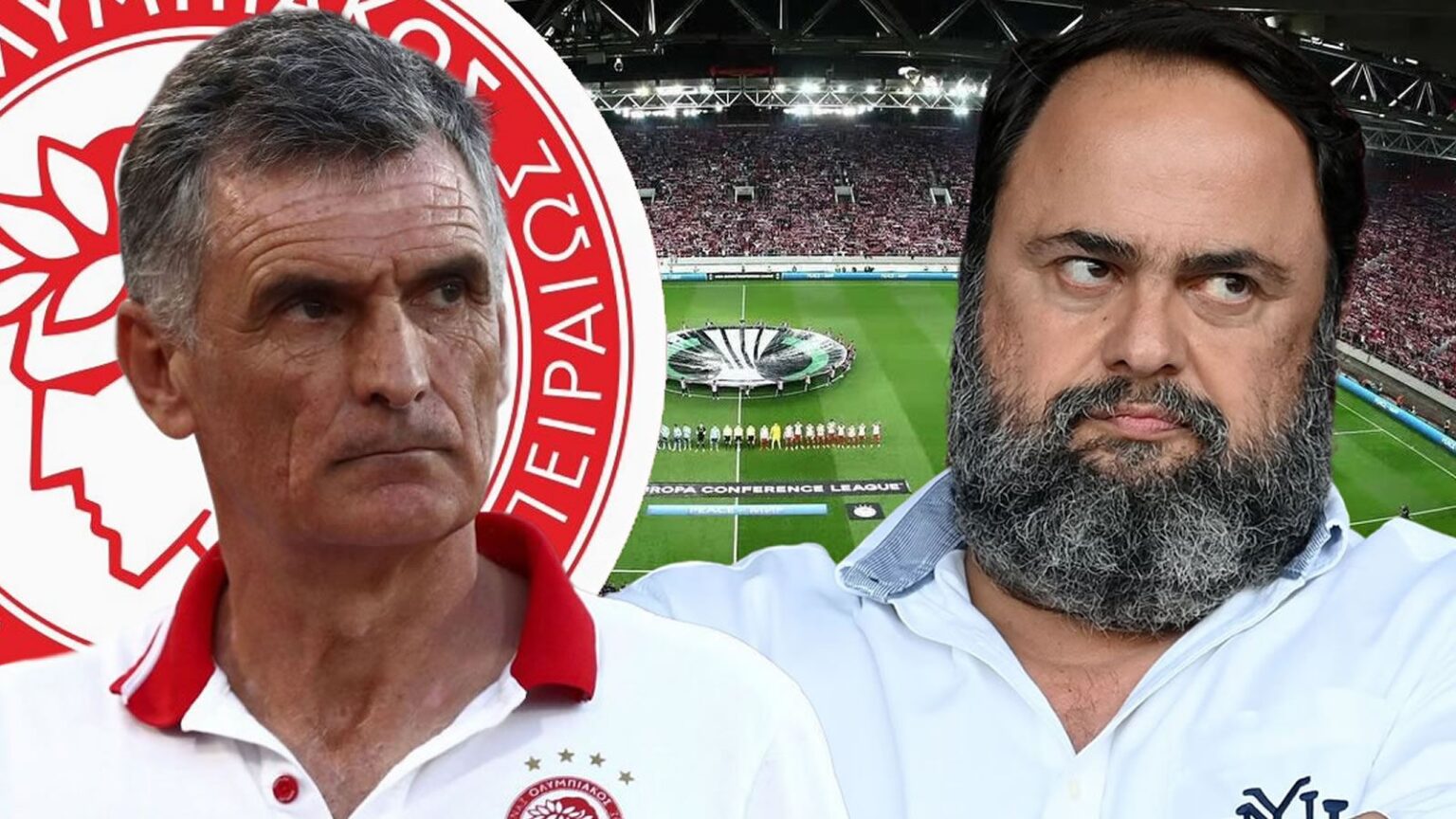 Ο πρόεδρος του Ολυμπιακού, Βαγγέλης Μαρινάκης, συζητάει με τον προπονητή Χοσέ Λουίς Μεντιλίμπαρ για τον μεταγραφικό σχεδιασμό και την επόμενη μέρα της ομάδας.