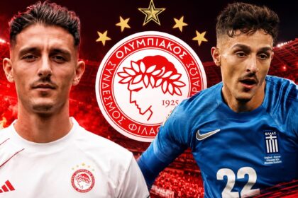 Ο Δημήτρης Γιαννούλης με τη φανέλα της εθνικής Ελλάδας σε αγωνιστική δράση.