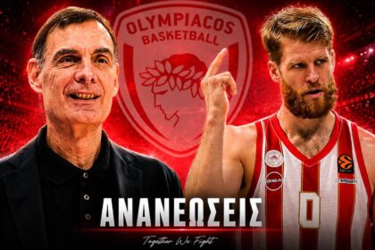 Ο Γιώργος Μπαρτζώκας στον πάγκο του Ολυμπιακού στη Euroleague