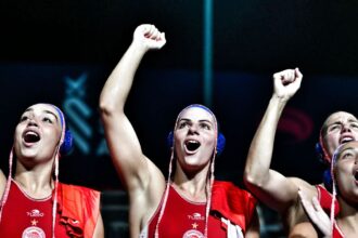 Οι παίκτριες του Ολυμπιακού κατά τη διάρκεια του Final Four.