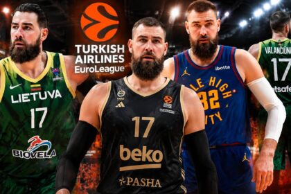 Ο Γιόνας Βαλαντσιούνας με τη φανέλα της εθνικής Λιθουανίας σε αγώνα