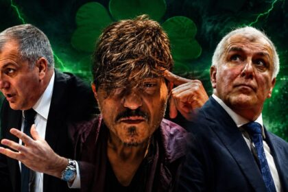 Ο Ζέλικο Ομπράντοβιτς στον πάγκο κατά τη διάρκεια αγώνα Euroleague.